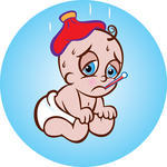 vector-illustration-of-a-cute-sick-sitting-baby-in-diaper-with-ice-bag-and-thermometer_131737166